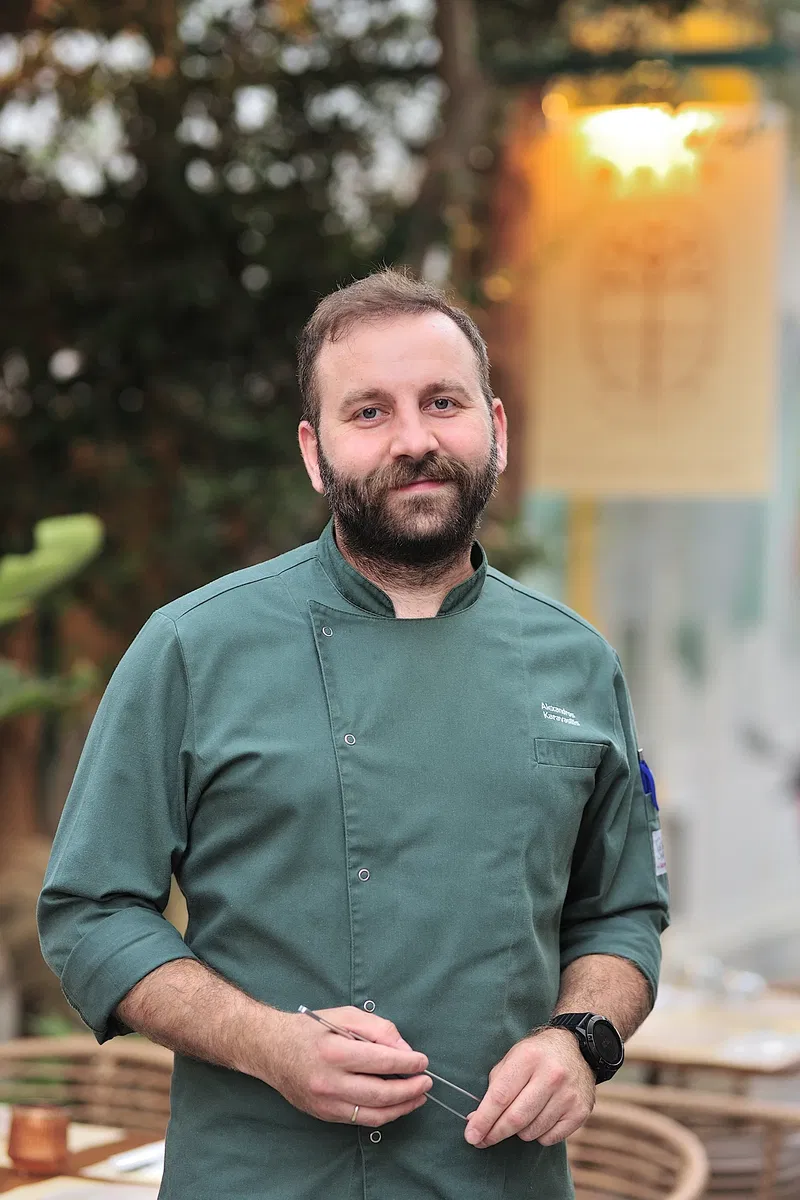 Chef Portrait in Green Uniform - Alternative